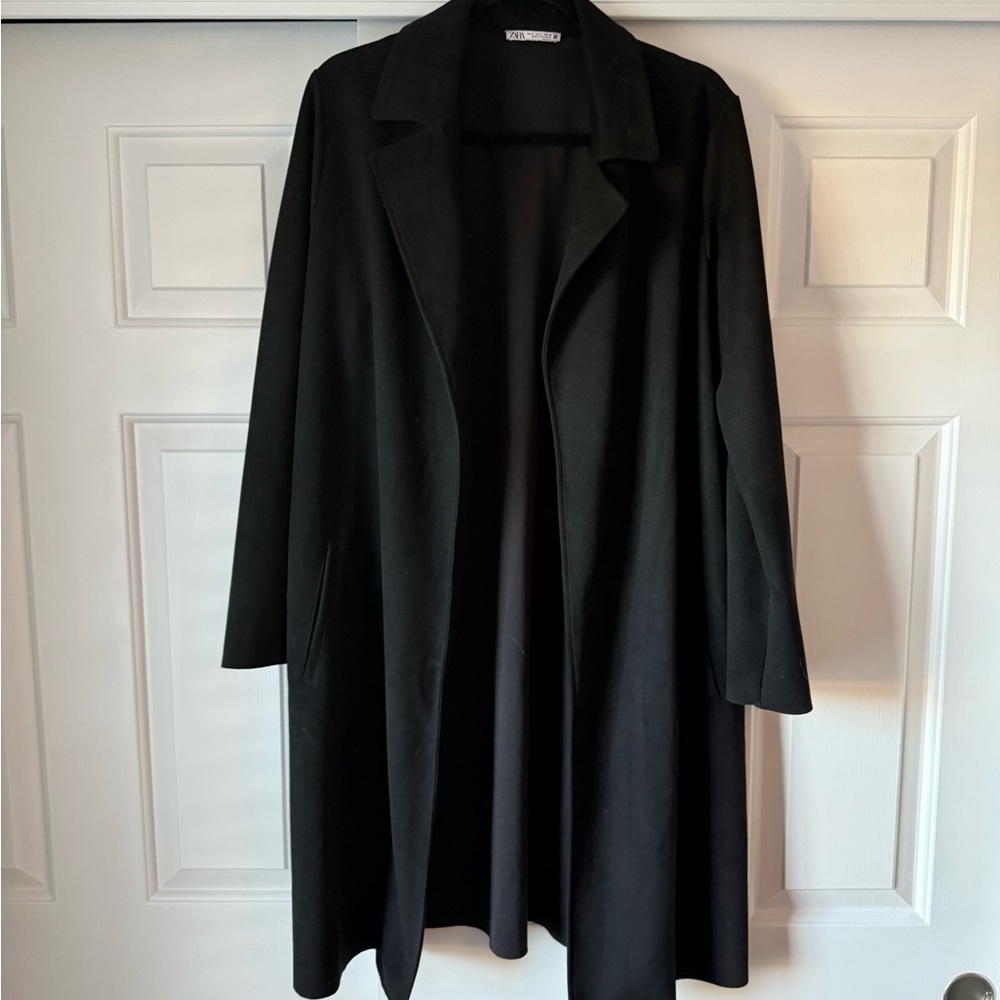 Elegant Black Suede Women's Coat